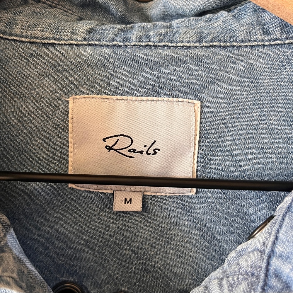 Rails Clayton Raw Hem Grommet Denim Shirt - Picture 12 of 14